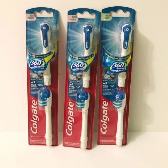 3 Packs Colgate 360 Whole Mouth Clean  Soft Replacement Heads 2 Soft 1 Med - Picture 11 of 12